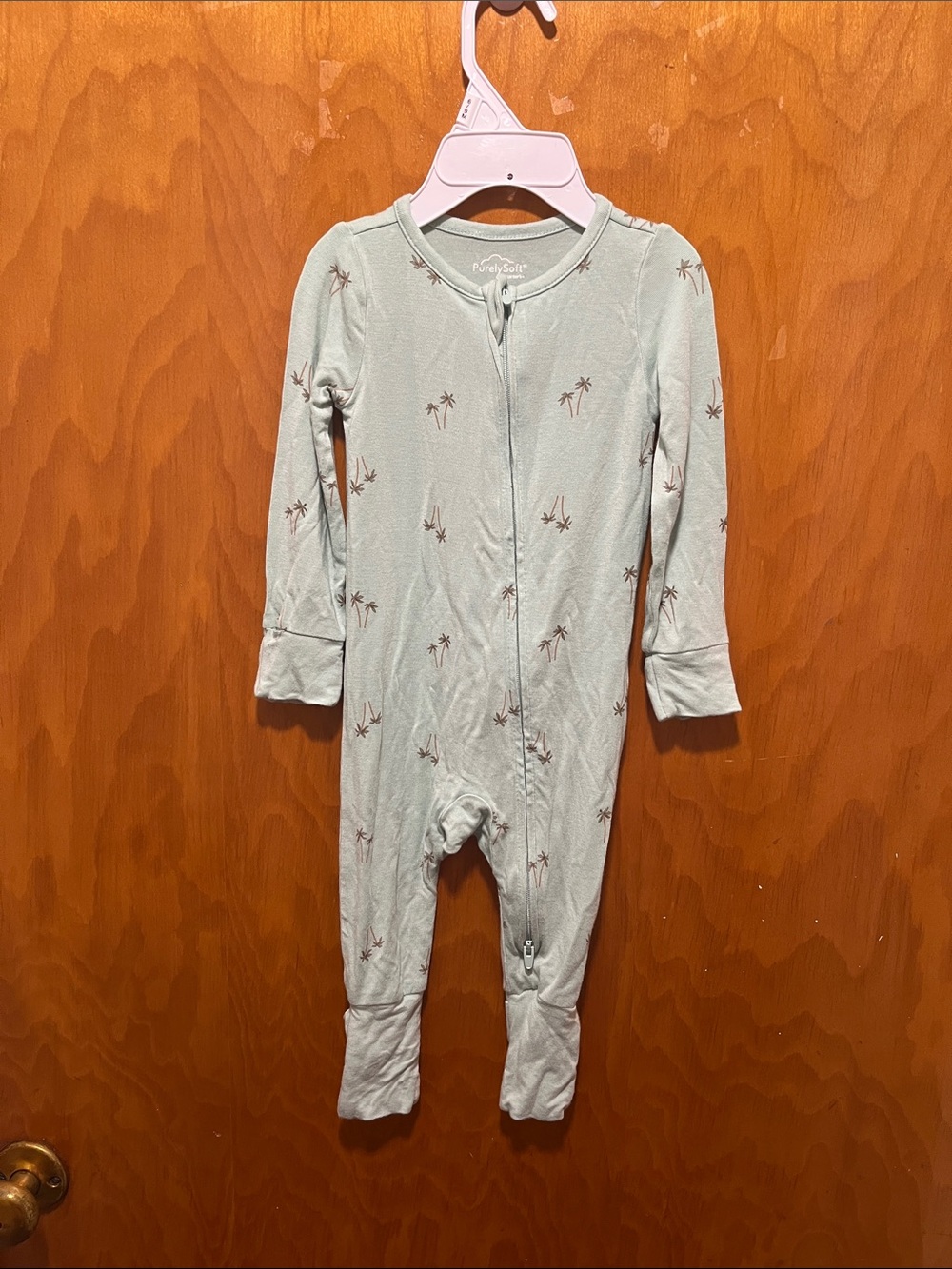 Carter's Sage Palm-Print Zip Footed One-Piece